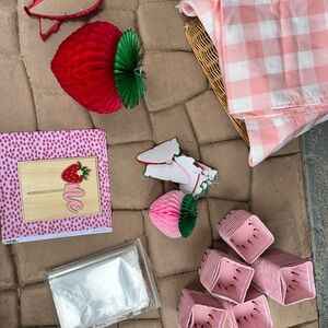 Strawberry Party Supplies Set - Pink and Red
